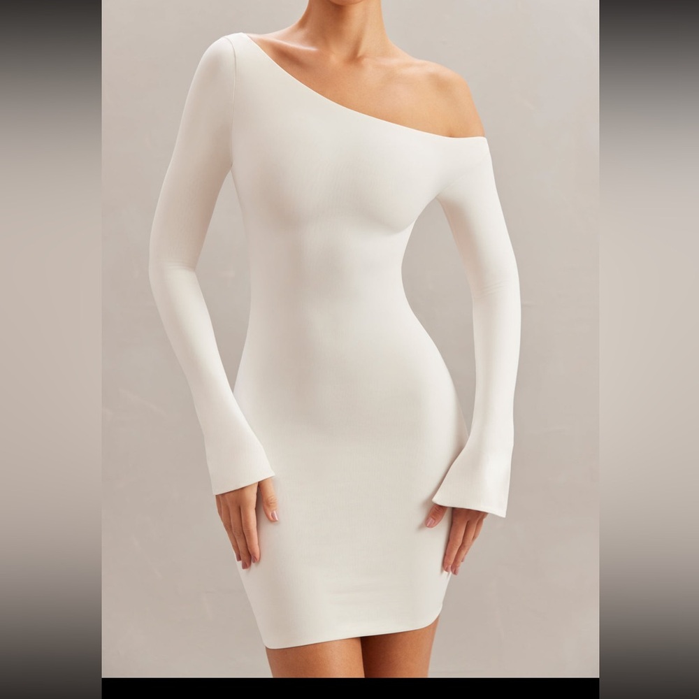 Oh Polly LILARDIA Off The Shoulder Mini Dress in Ivory
